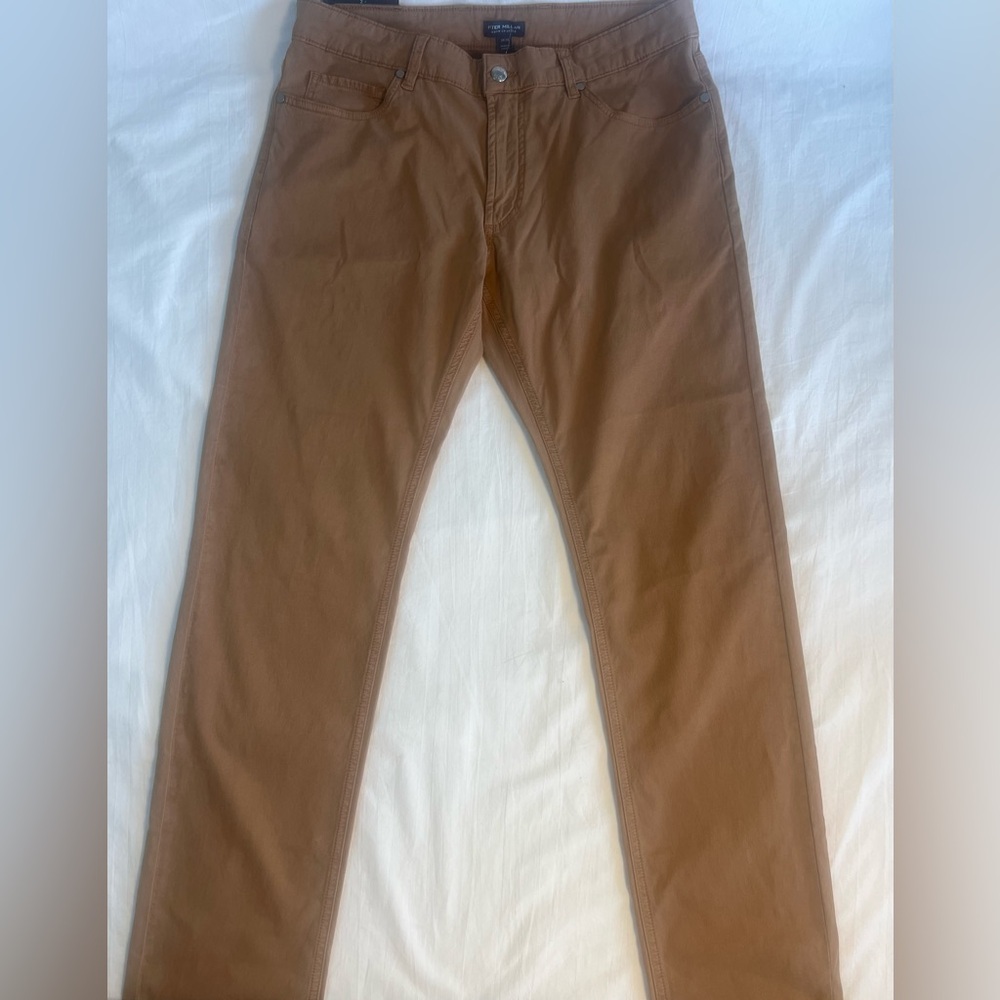 NWT Peter Millar Wayfare Five-Pocket Pant 34x32 Tawny Brown Tailored Fit $200